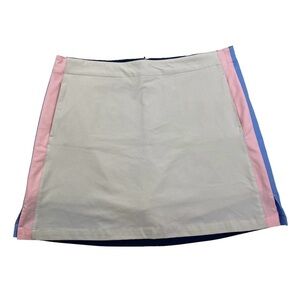 Lady Hagen Side Stripe Golf Pickleball Skirt‎ Skort Beige Navy Pink Size 14